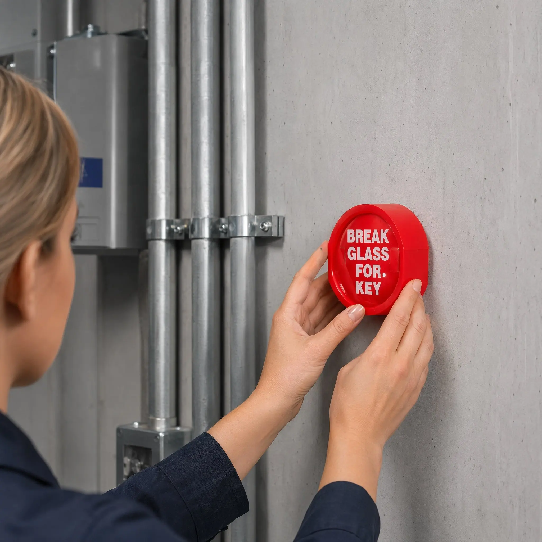 Schlüsselsafe, Schlüsselsafe für den Außenbereich, Notfall-Schlüsselsafe mit Glasbruch-Sensor, Notfalltür