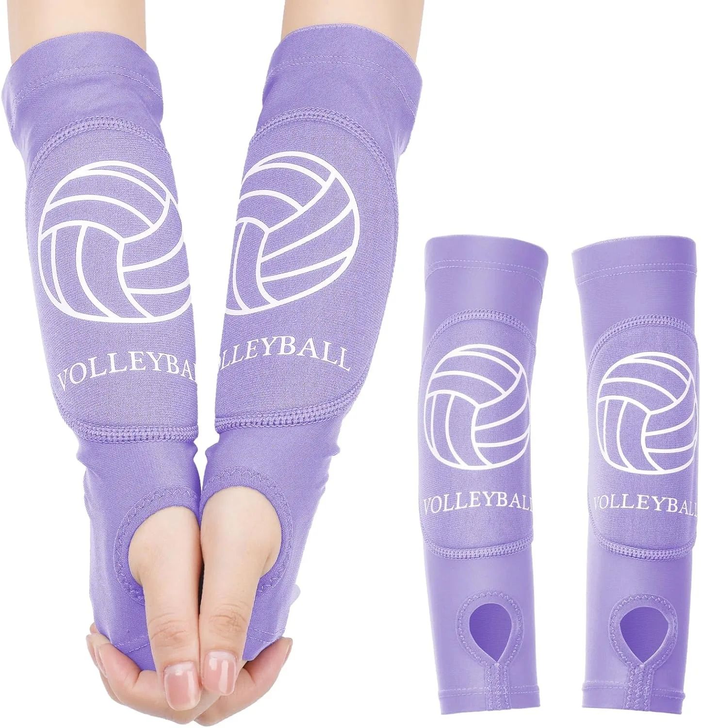 2pcs Youth Volleyball Arm Sleeves Padded Forearm Compression Sleeves For Boys, Girls & Teen Sports Protection purple m