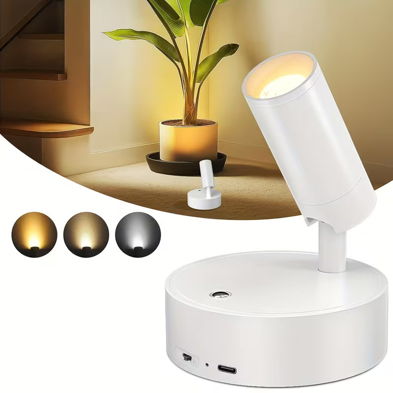 Magnetic Wall Lamp Rechargeable Night Light Wireless Adjustable Color LED Lamp white