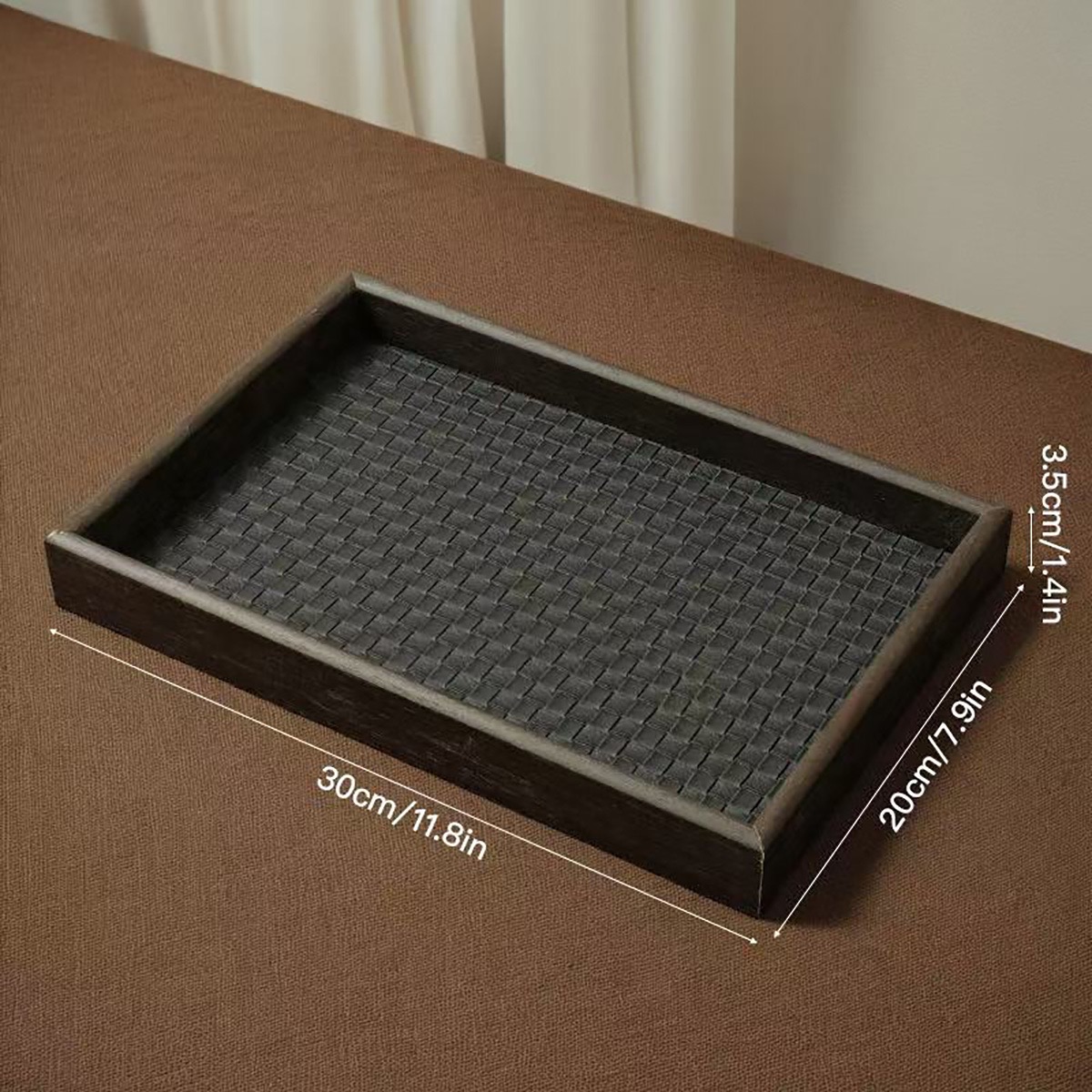 Elegant Woven Faux Leather Tray For Perfume, Cosmetics And Decorative Storage a