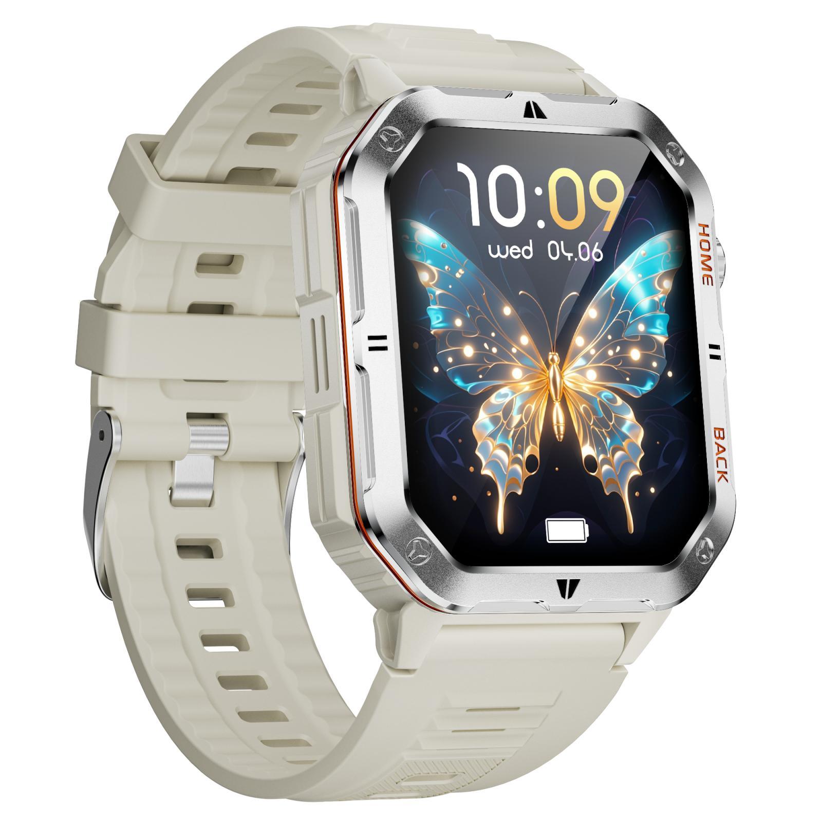 MT62 Outdoor Smart Watch 2.01 Inch IPS Display 1000mAh Battery Bluetooth Fitness Watch With Flashlight silver