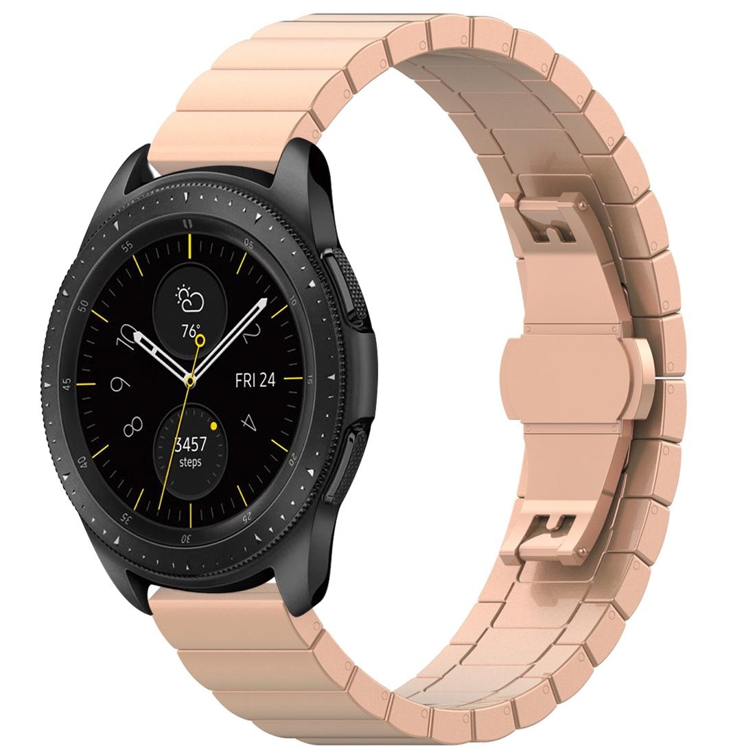 Galaxy Watch 46mm Stainless Steel Watch Band With Butterfly Buckle Metal Replacement Strap rose Gold