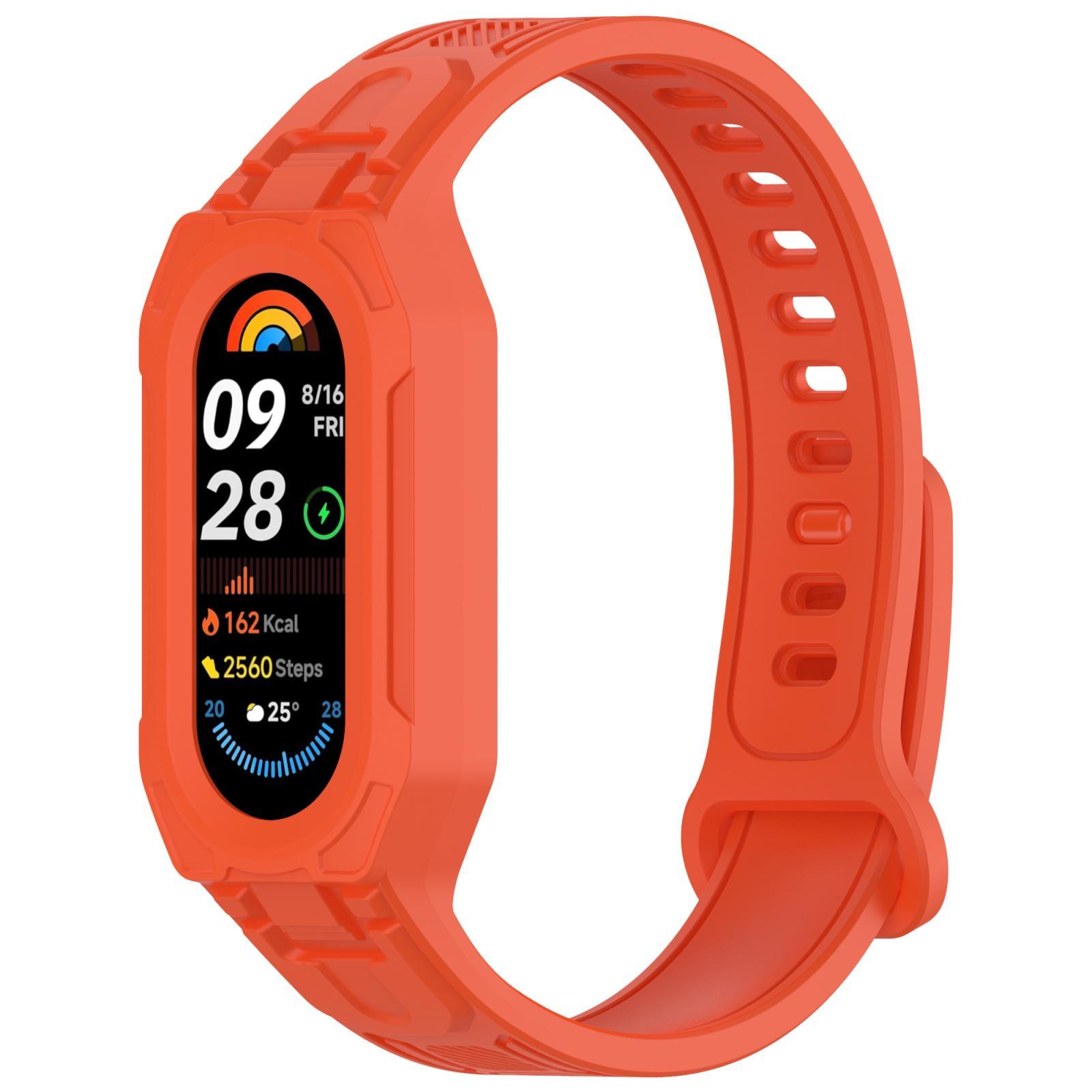 Xiaomi Smart Band 9 8 7 6 5 Silicone Watch Band Twill Integrated Protective Watch Strap orange