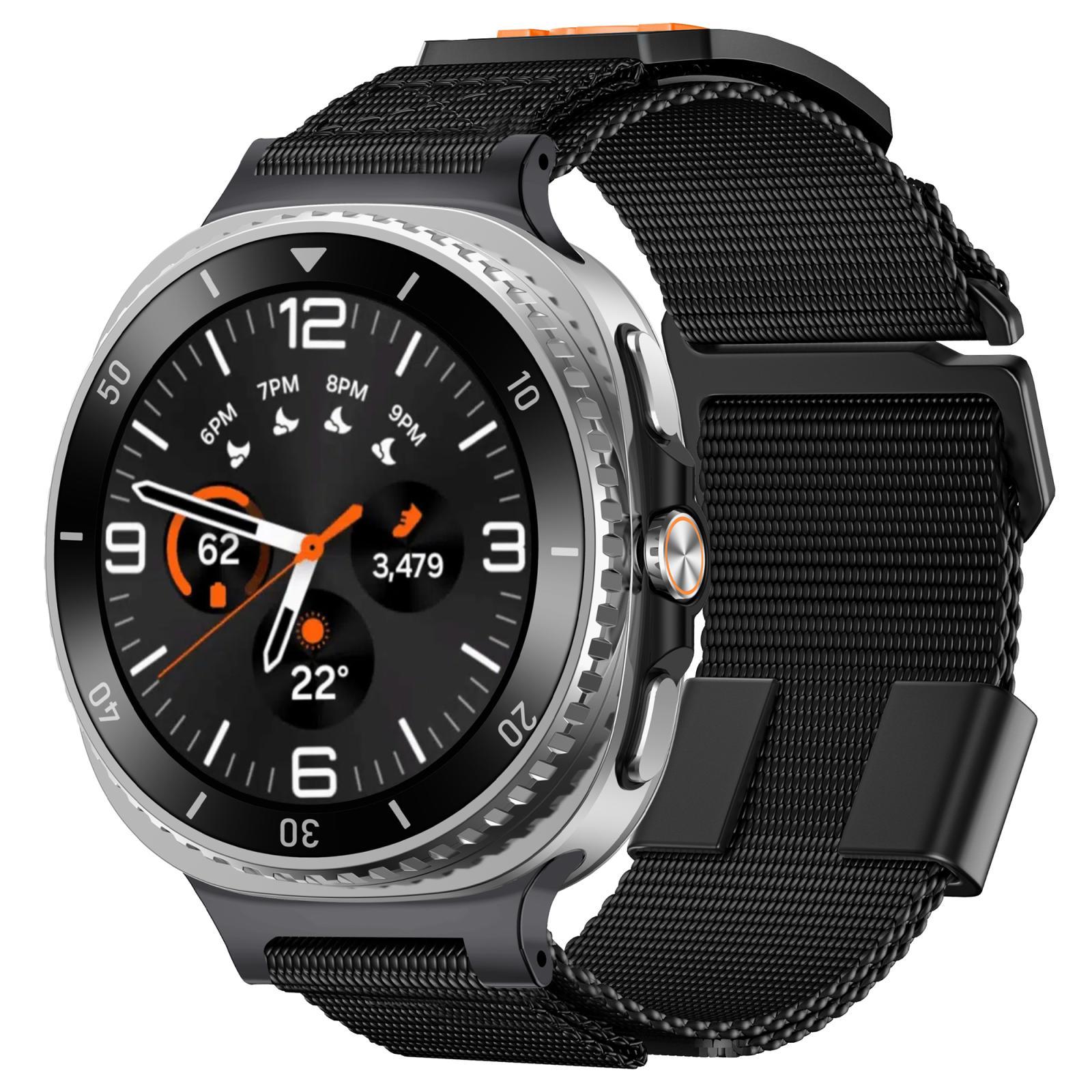 Kalebol Samsung Galaxy Watch 8 Band Braided Nylon Sport Watch Band Adjustable Replacement Strap black
