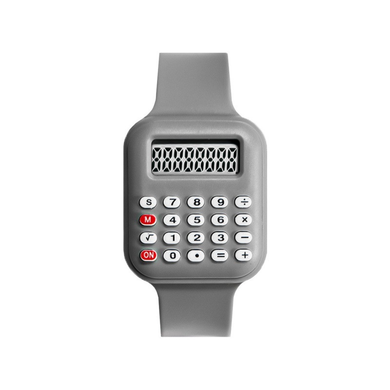 Calculator Watch Digital Kids Watch With LED Backlight Date Alarm Rubber Strap For Boys & Girls gray