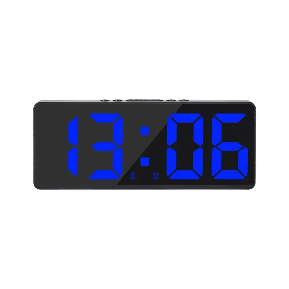 Smart LED Digital Alarm Clock With Large Display, Temperature, Calendar & Night Light blue