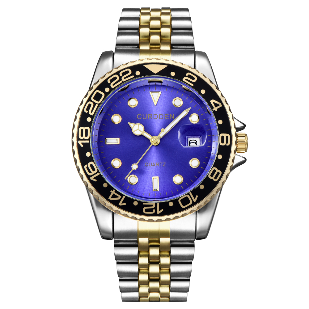 Womens Stainless Steel Watch With Green Dial & Date Quartz Wristwatch silver Gold Blue