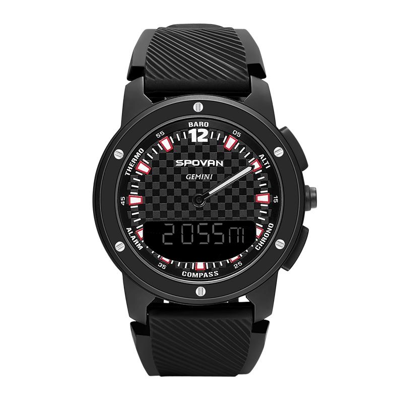 SPOVAN Gemini Outdoor Sports Watch Altimeter Barometer Waterproof Adventure Watch black