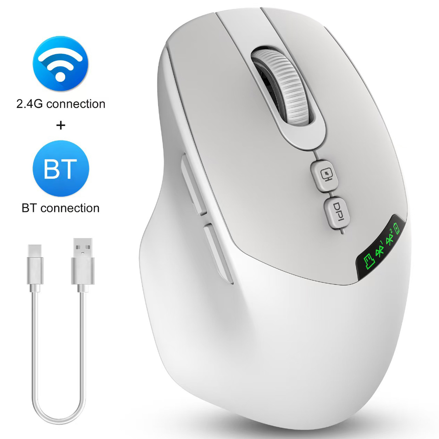 Quiet Connect Dual Mode Silent Wireless Mouse white