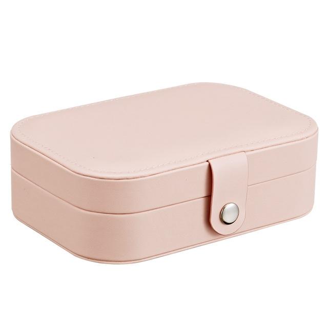Portable Travel Jewelry Box Leather Jewelry Organizer Case For Rings Earrings Necklaces orange Pink