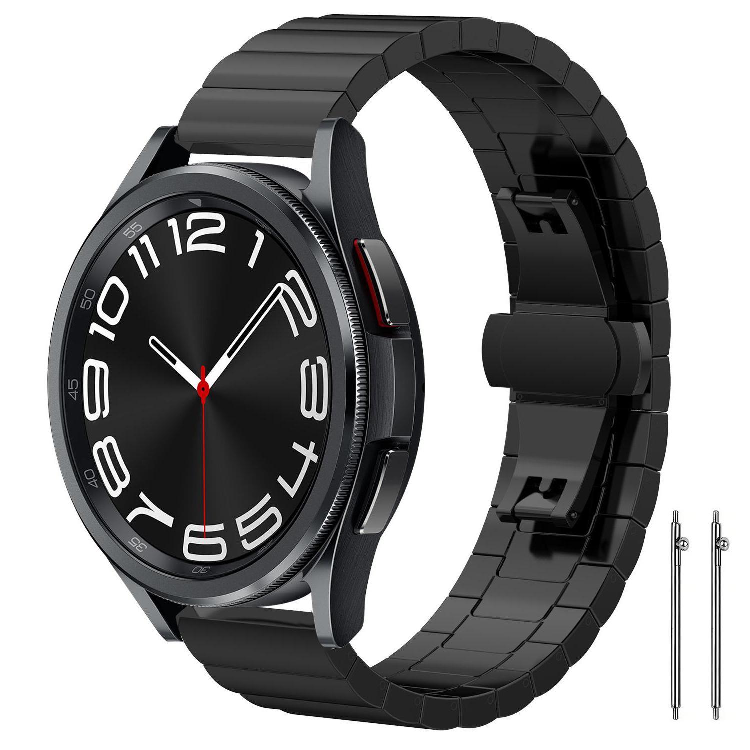 Stainless Steel Watch Band Bamboo Link Replacement Strap For Smartwatches black