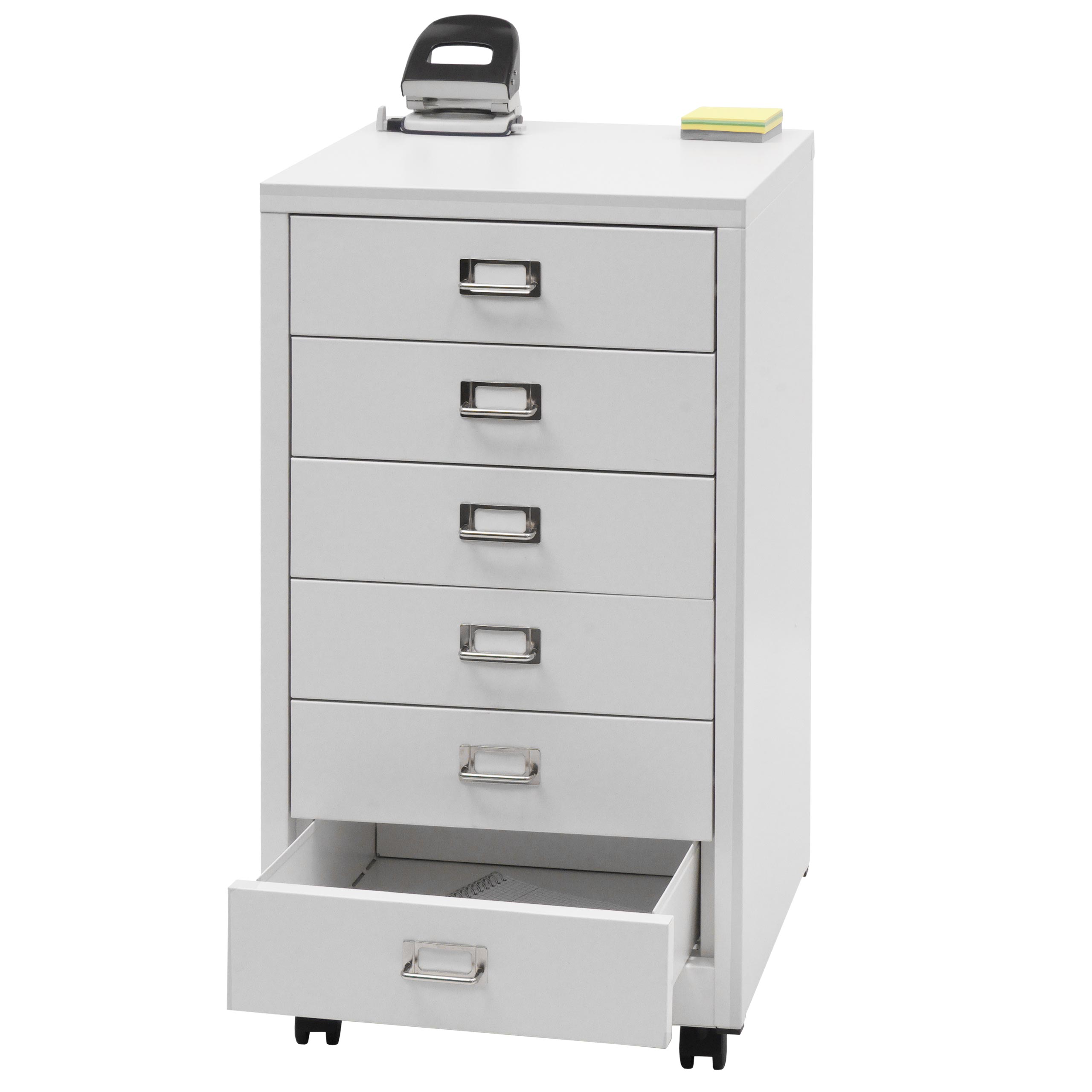 Rollcontainer HWC-L49, Schubladenschrank Stahlschrank Aktenschrank, Metall 75x40x41cm 6 Schubladen ~ weiß