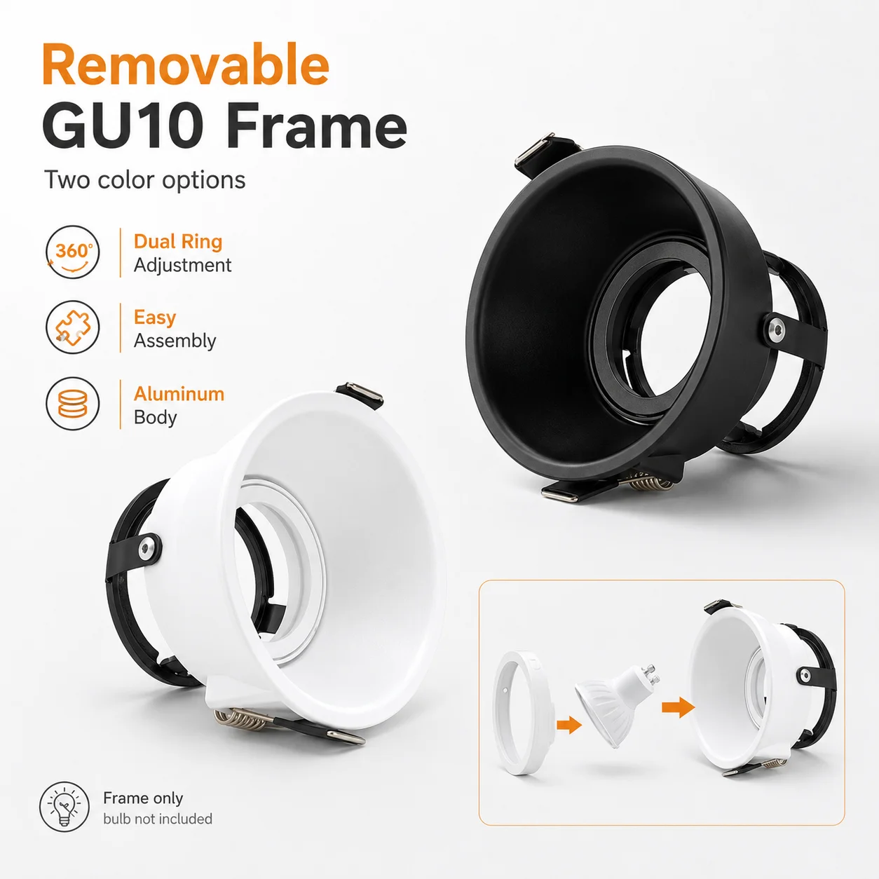 LED-Einbauleuchte für GU10-Glühbirnen Montagerahmen Einbau-Decken-LED-Spot-Beleuchtung Schlafzimmer Küche Innenbereich LED-Downlight Lampe