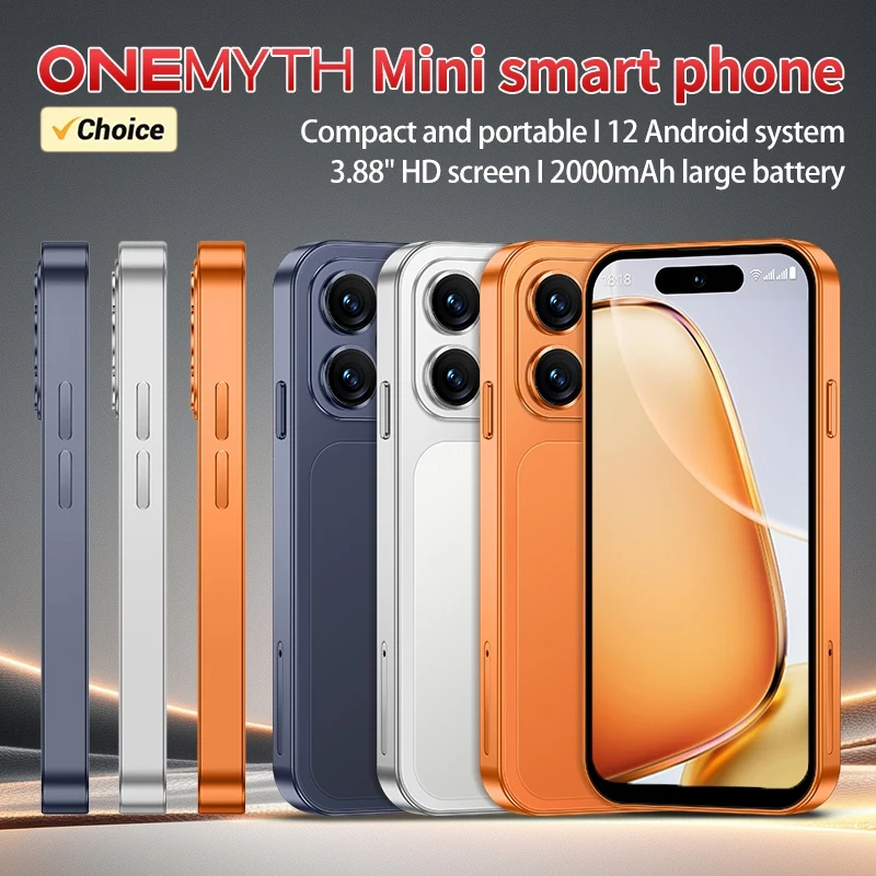 ONEMYTH A18 Pro Android 12 Mini Smartphone 3.88 Inches 2GB RAM 16GB ROM Dual SIM Standby 2000mAh Battery Face ID 4G Small Phone