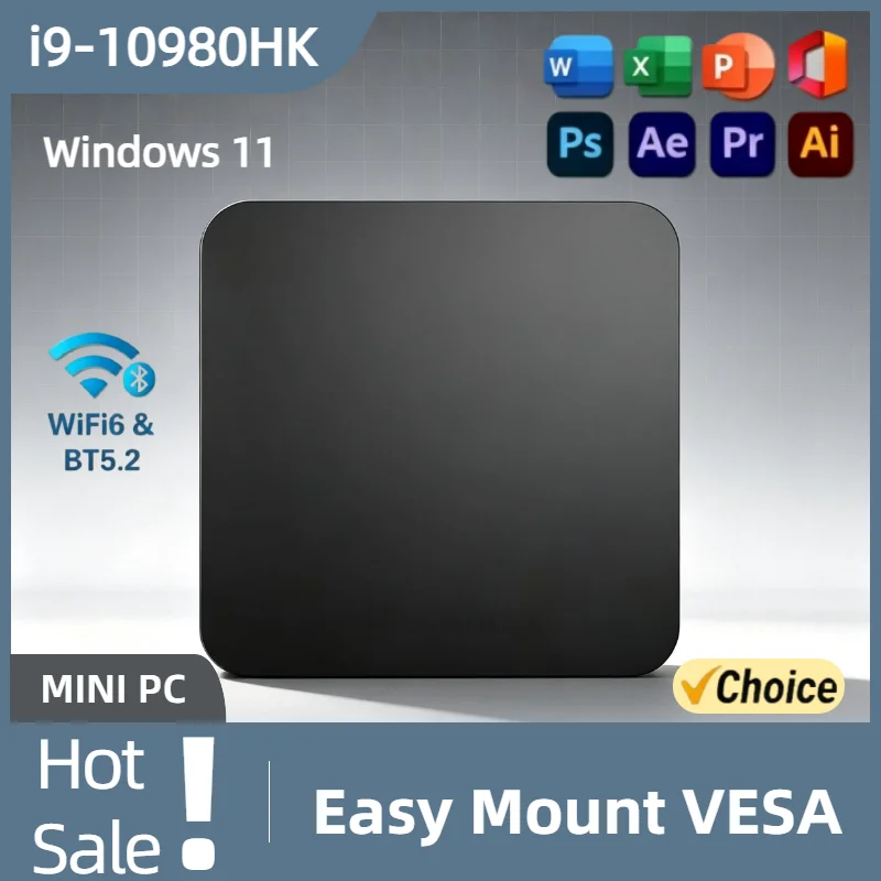 MINI PC Intel Core i9 10980HK Windows 11 Pro 16GB 32GB RAM 2TB SSD WIFI6 BT5.2 4K HD Mini Gaming Office Study Desktop Computer