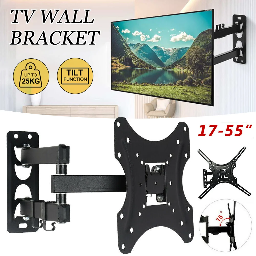 Support mural inclinable et rétractable pour téléviseurs LCD LED, support d