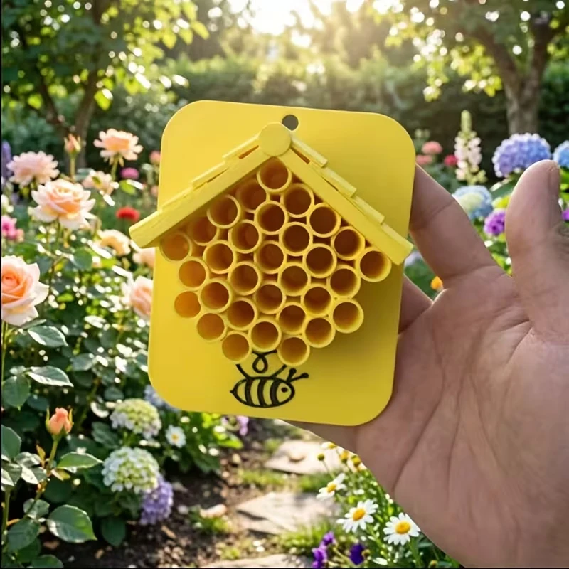 Hôtel pour abeilles – Un abri sûr pour les abeilles sauvages dans le jardin ; Maison à abeilles pour ferme et jardin ; Hôtel à abeilles suspendu pour l'extérieur ; Décoration de jardin écologique
