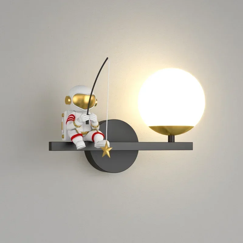 Moderne Home Kinder Mond Cartoon Hintergrund Wandbeleuchtung minimalistische kreative Astronaut Schlafzimmer Nachttischlampe Lampen für Zimmer