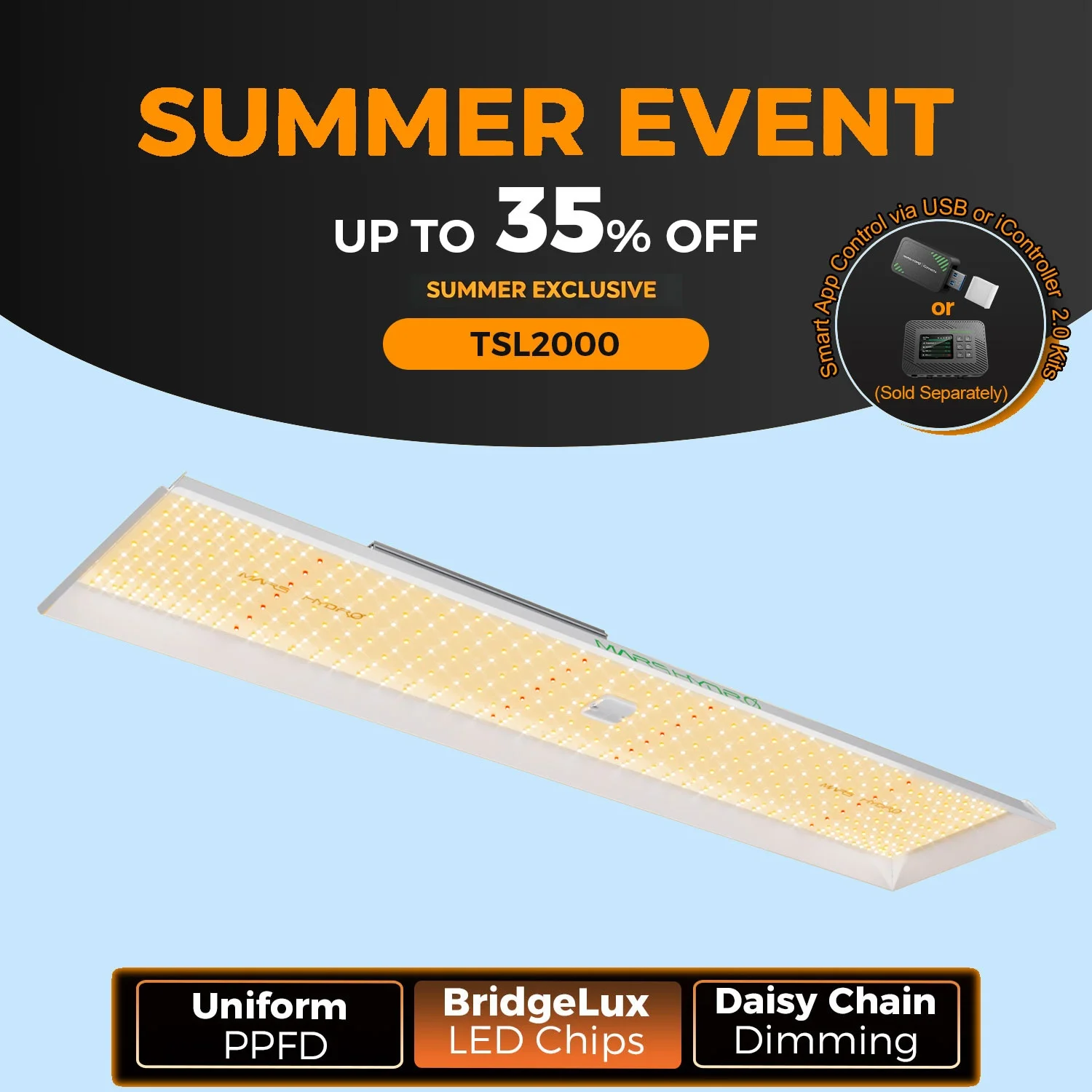 2026 MARS HYDRO TSL2000 300W LED Pflanzenlampe Dimmbar IR Vollspektrum Pflanzenleuchte LED Grow Light für Zimmerpflanzen und Blumen