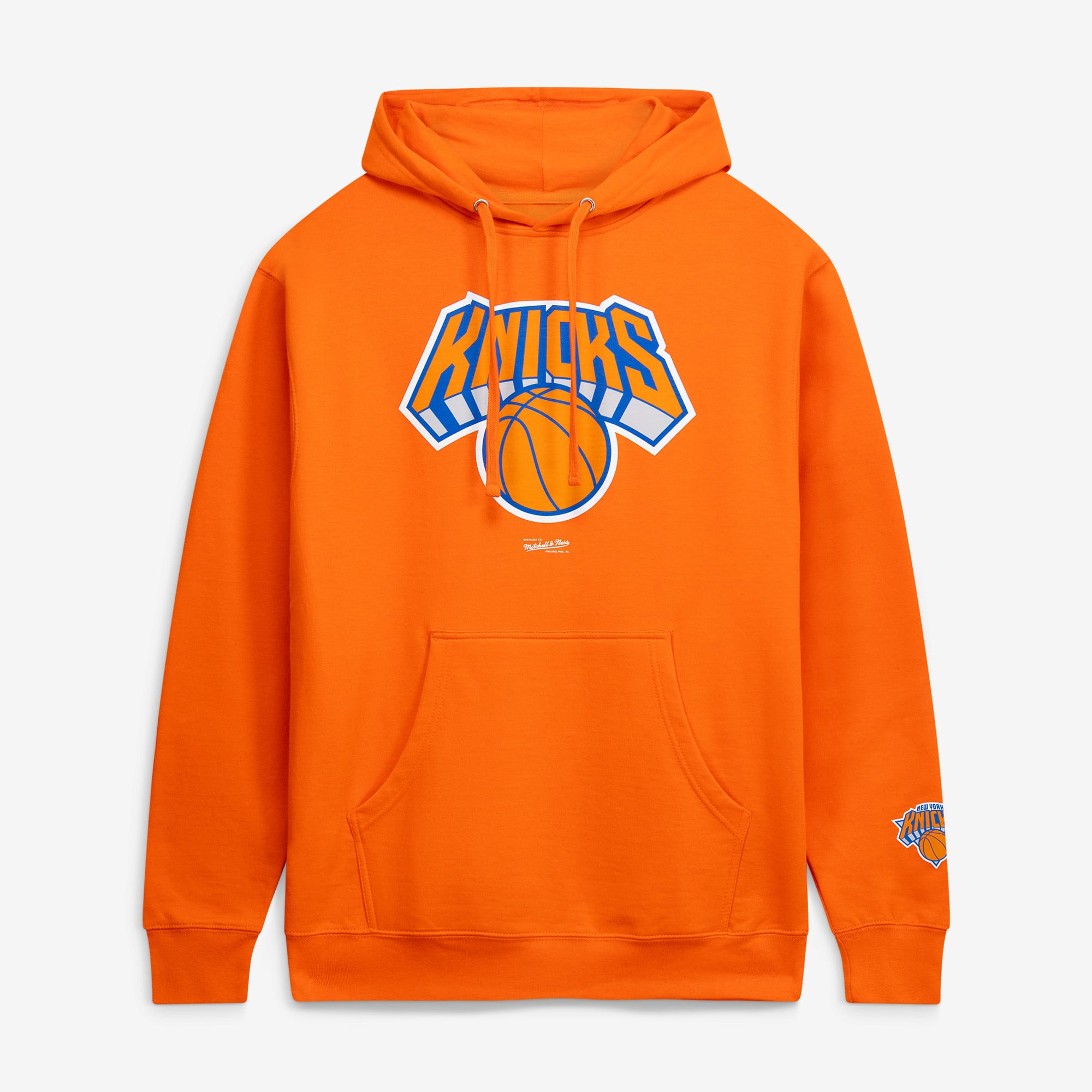 Mitchell & Ness Herren-Fleece-Hoodie in Orange, New York Knicks-Design