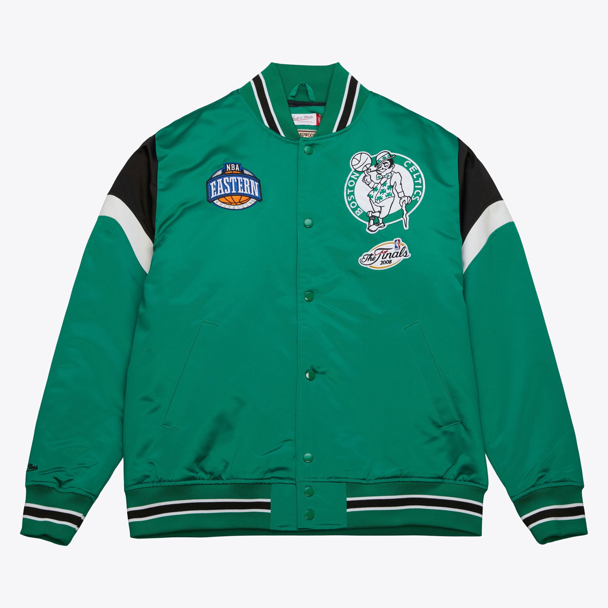 Boston Celtics Mitchell & Ness Jacke aus schwerem Satin – Kellygrün – Herren