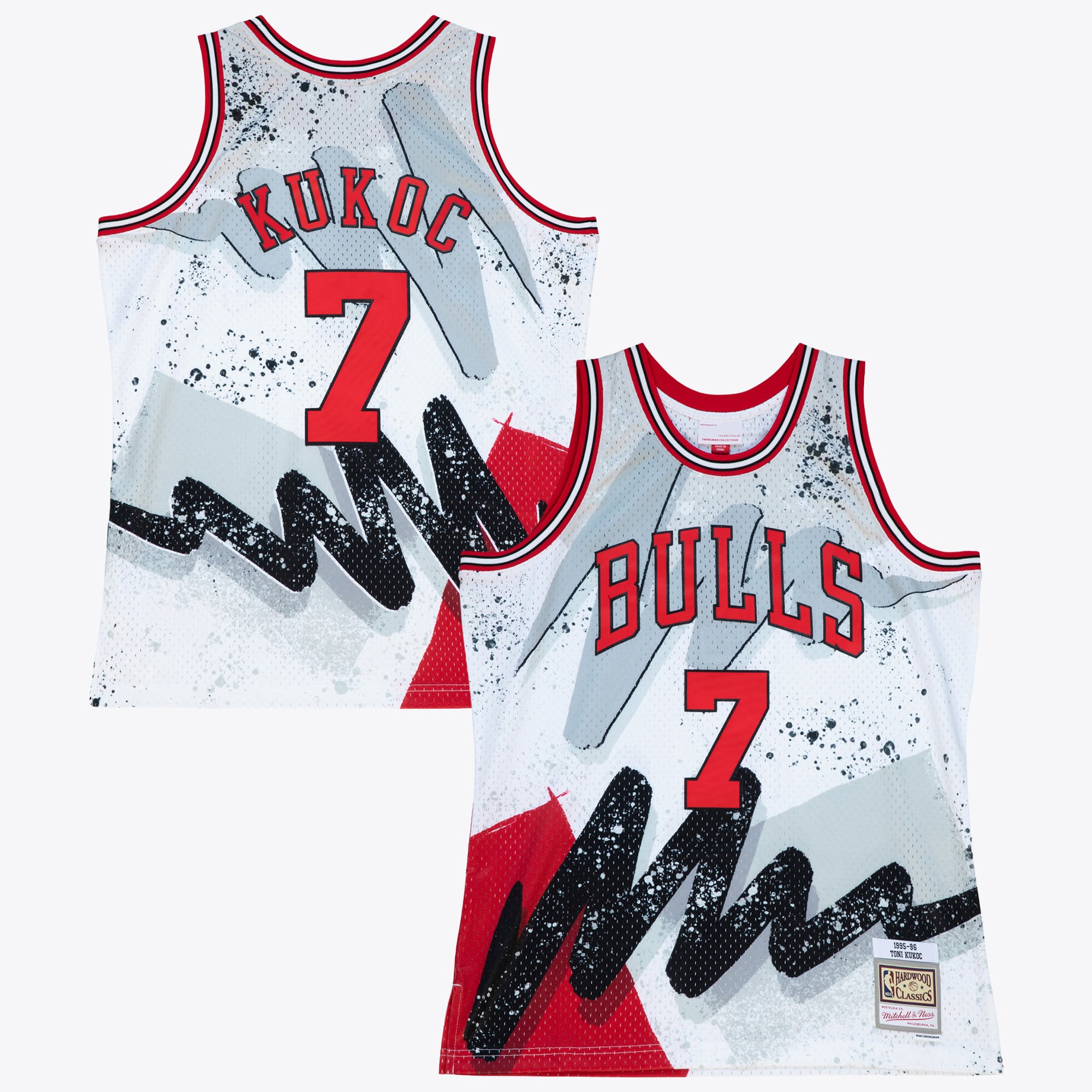 Maillot Swingman Mitchell & Ness Toni Kukoc 1995-96 Hyper Hoops des Chicago Bulls - Blanc - Homme Taille: XL