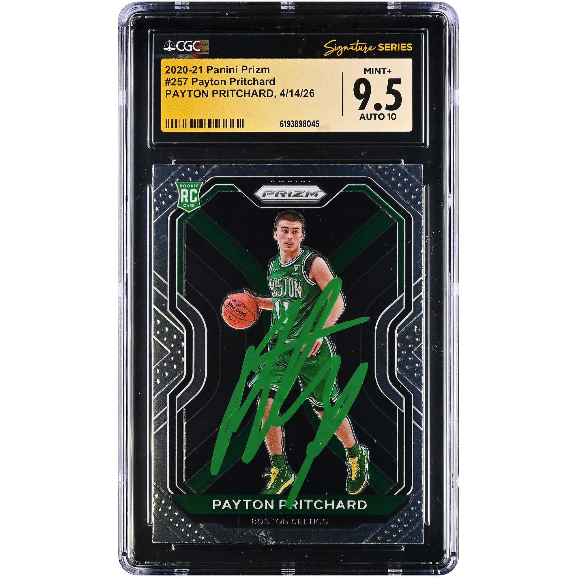 Carte recrue autographiée de Payton Pritchard (Boston Celtics) 2020-21 Panini Prizm n° 257, authentifiée par Fanatics Witnessed (CGC, note - No Gender Taille: No Size