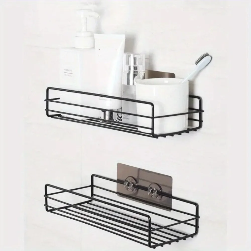 Étagères murales durables pour salle de bain, sans perceuse, gain de place, support de rangement pour salle de bain, étagère de douche d'angle en fer multifonction pour salle de bain