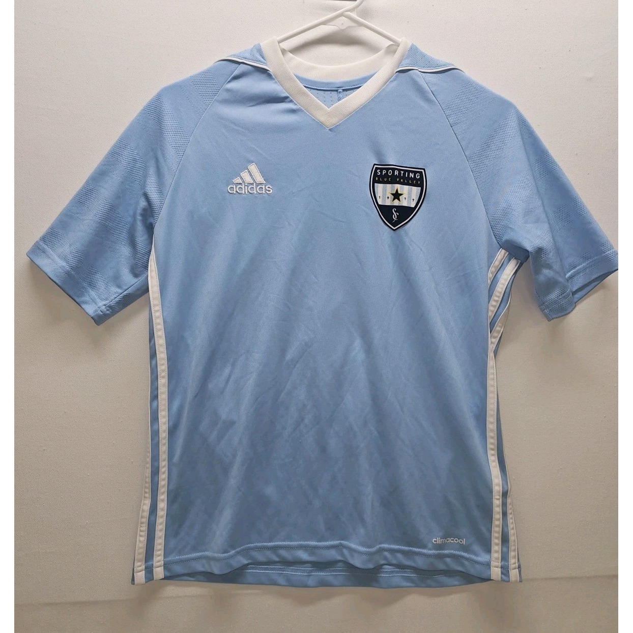 Adidas Other | Adidas Sporting Blue Valley Soccer Jersey Womens S Sky Blue Climacool Blokecore | Color: Blue | Size: Os