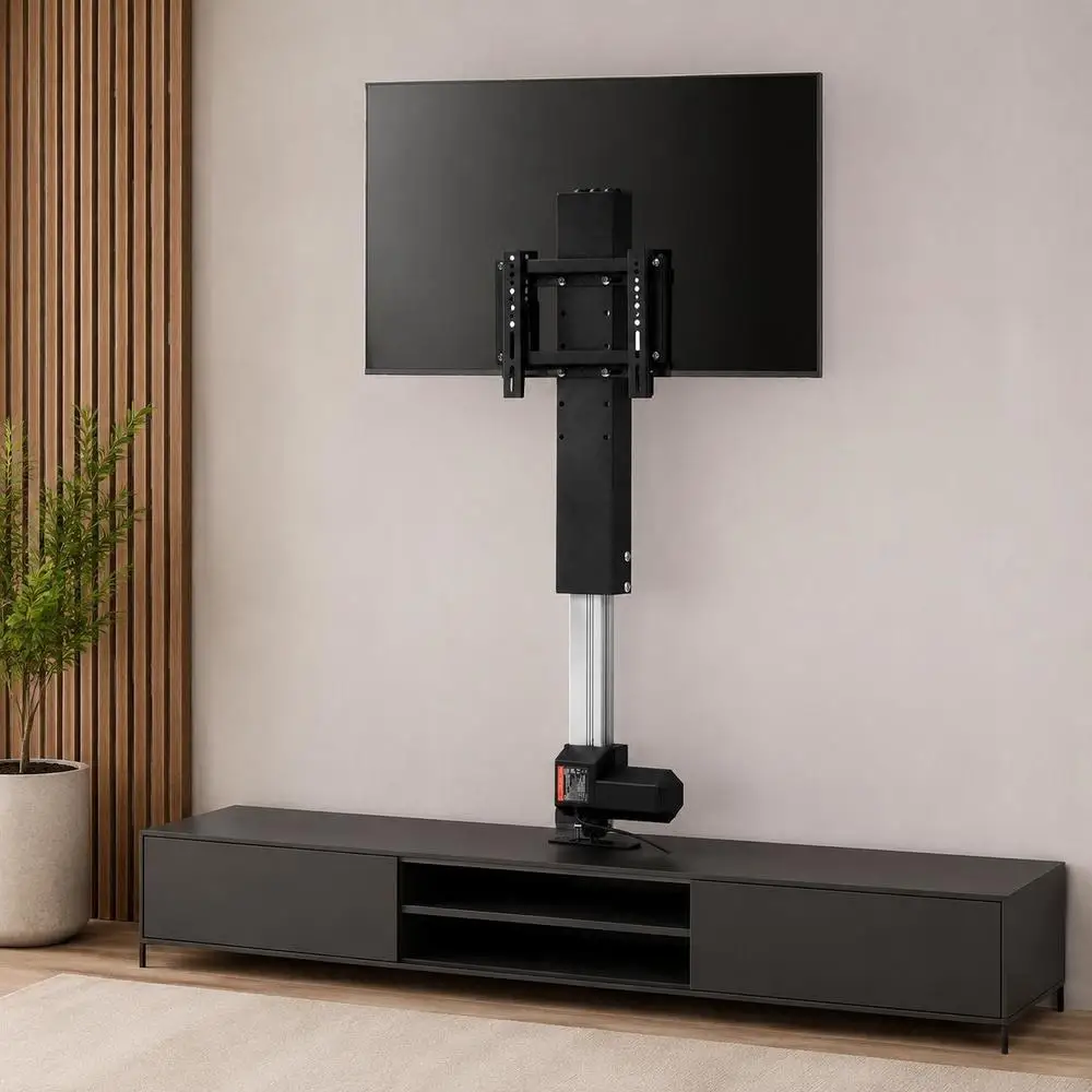 Support TV pour téléviseurs LCD, LED et plasma, support TV automatique, support de levage TV 77-127 cm, réglable en hauteur et stable, max. 60 kg