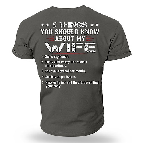 Lustiges Herren Grafik T-Shirt - 5 Dinge die du über meine Frau wissen solltest Geschenk Tee für Ehemänner