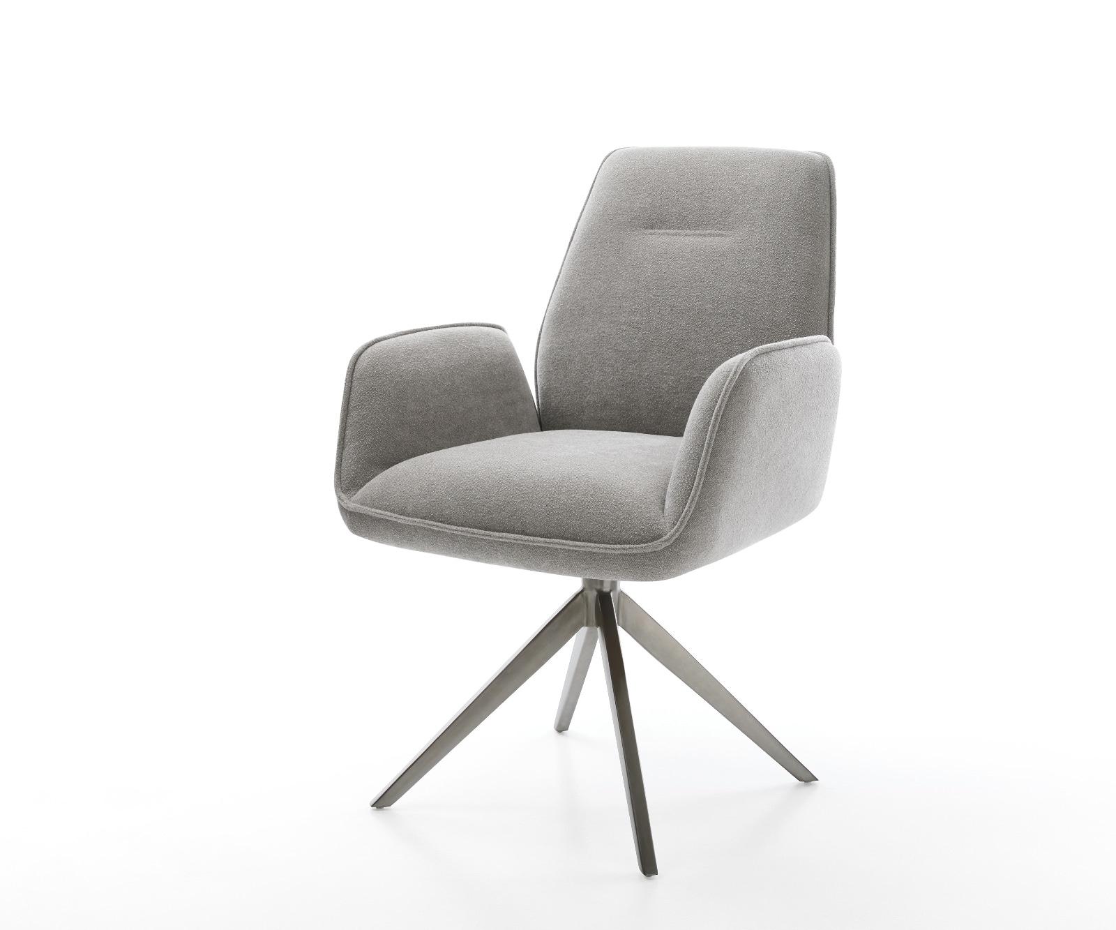 DELIFE Drehstuhl Zoa-Flex Strukturstoff Soft Grau Kreuzgestell breit Graphit 360° drehbar Wippfunktion Taschenfederkern, Esszimmerstühle