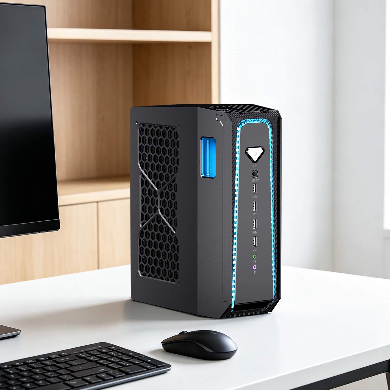 Mini PC de jeu Msecore AMD Ryzen 7 9 RTX4070 RTX4070S RTX5070 avec carte graphique dédiée, Windows 11, système de refroidissement liquide