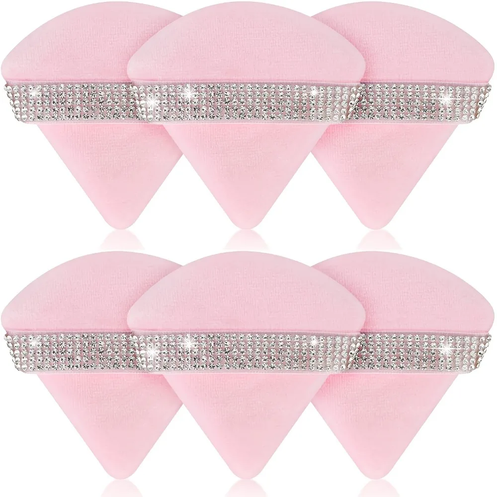 6Pcs Rosa Dreieck Puderquaste Gesicht Weiche Make-Up-Tool Schwamm Samt Weiche Glatte Gesichts Schönheit Schwamm Kosmetik Make-Up Zubehör