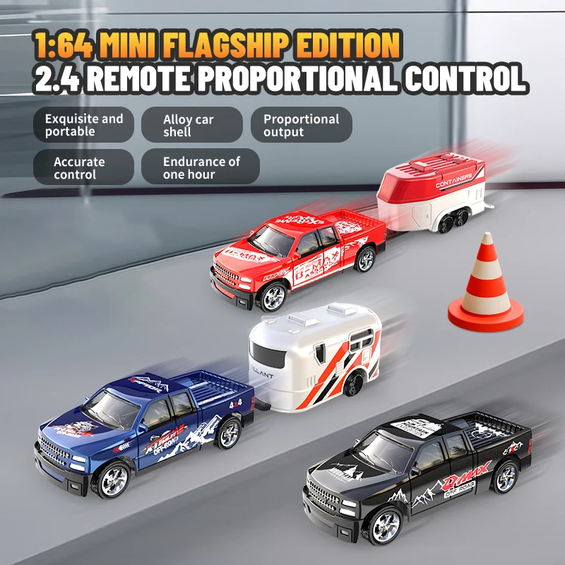 1:64 Mini 2.4G RC Car: Durable Alloy, Portable Play,Optional Traction Carriage, With Light Ldeal Hobby Gift For All Ages