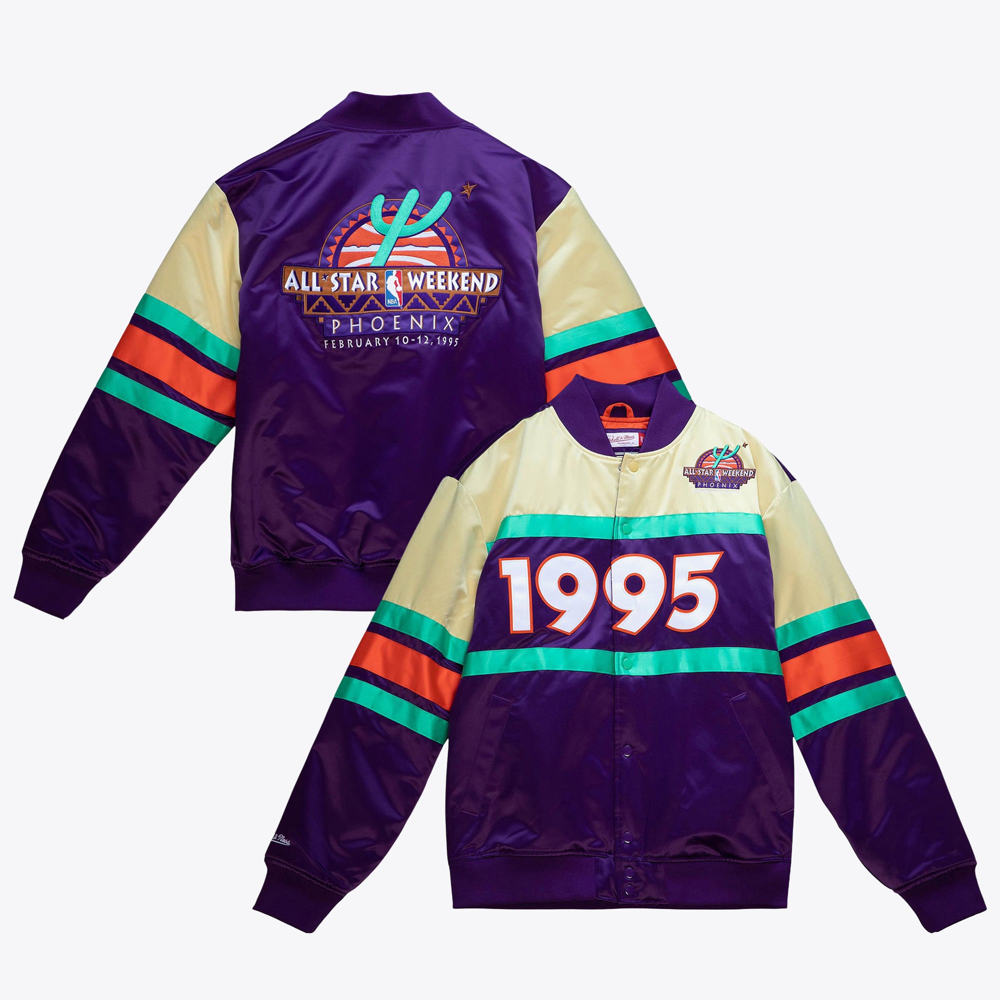 NBA Mitchell & Ness 1995 Heavyweight Satinjacke All-Star – Lila – Herren