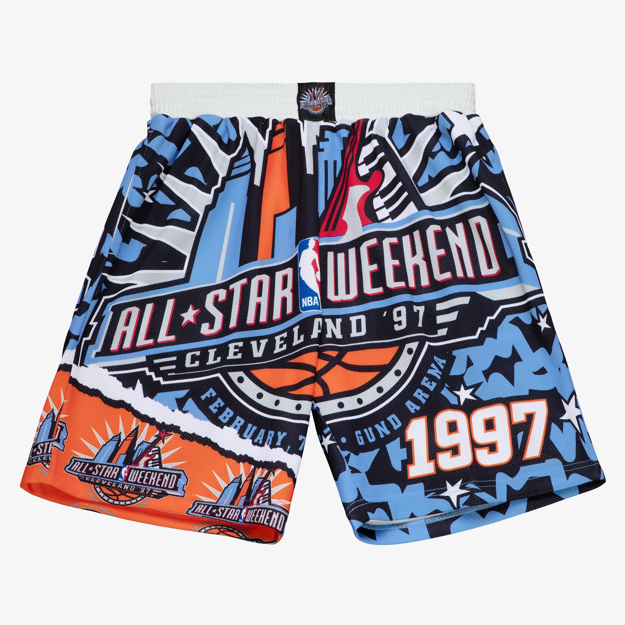 NBA Mitchell & Ness Short Sublimé Jumbotron 2.0 All-Star – Bleu/Orange – Homme - Homme Taille: M