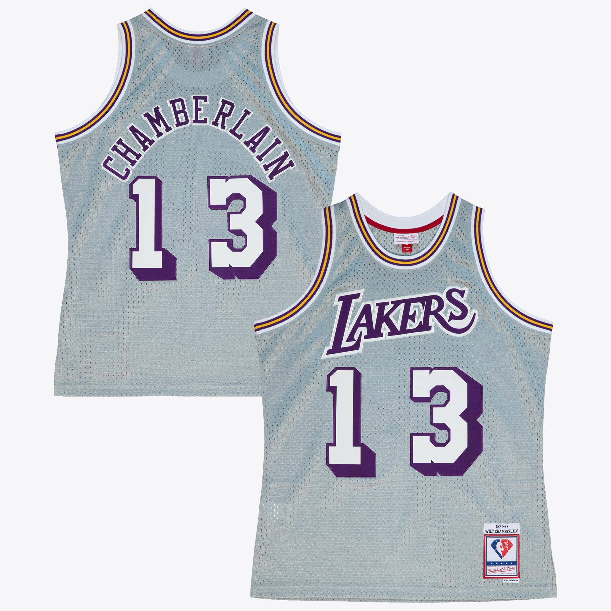 Los Angeles Lakers Mitchell & Ness 1971 Maillot Swingman 75th – Argent - Homme Taille: S