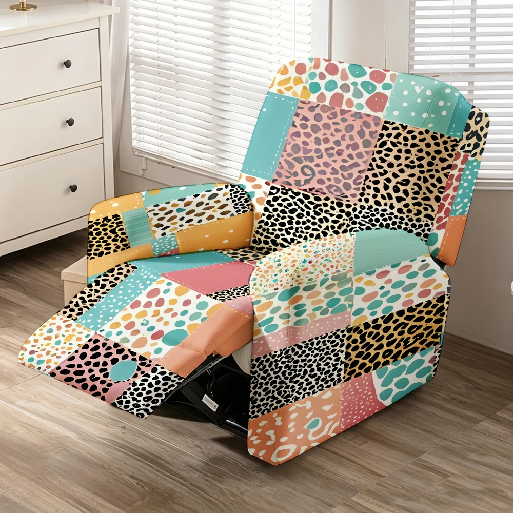 Makaron-Patchwork Leoparden-Polka-Dot-Druck Stretch-Relaxsessel-Bezug, Abnehmbarer Waschbarer Vollbezug Lazy Sofa Schonbezug