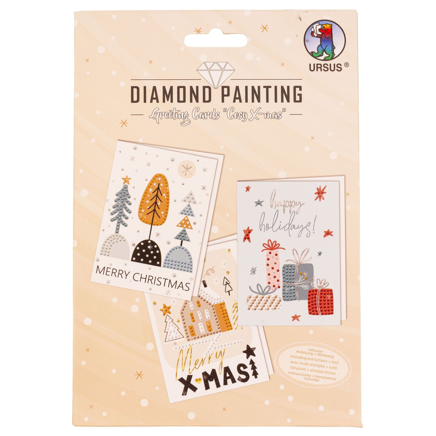 Ursus Diamond Painting Karten X-Mas, 3 Stück