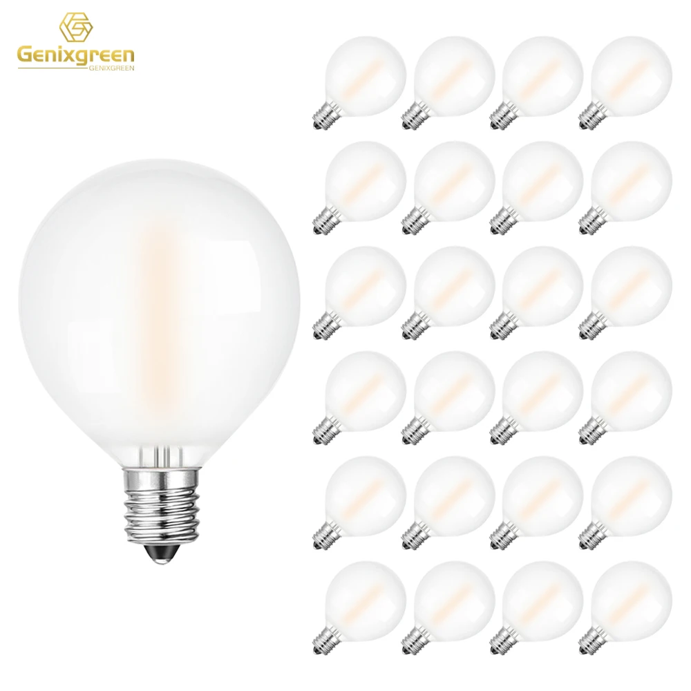 Genx green g40 Milchglas-LED-Lampen e12 c7 Schraub sockel warmweiß 2700k 1w dimmbare Glühbirne für Innen-Außen-Lichterketten