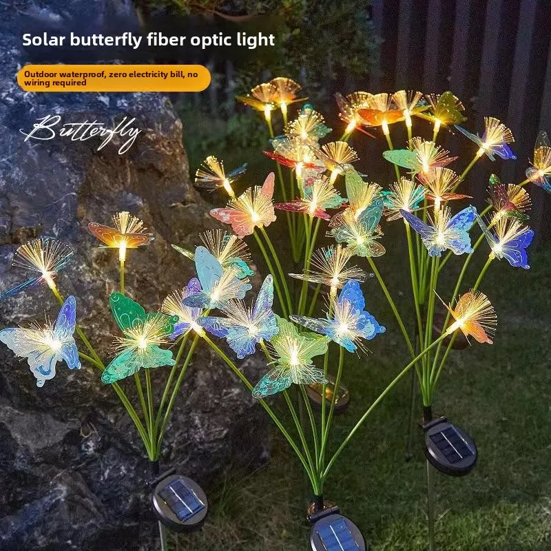 6/8/10 LEDs Schmetterling Solar-Gartenleuchte Wasserdichte Hof- und Gartendekoration Glasfaser-Bodenleuchte Dekorative Beleuchtung