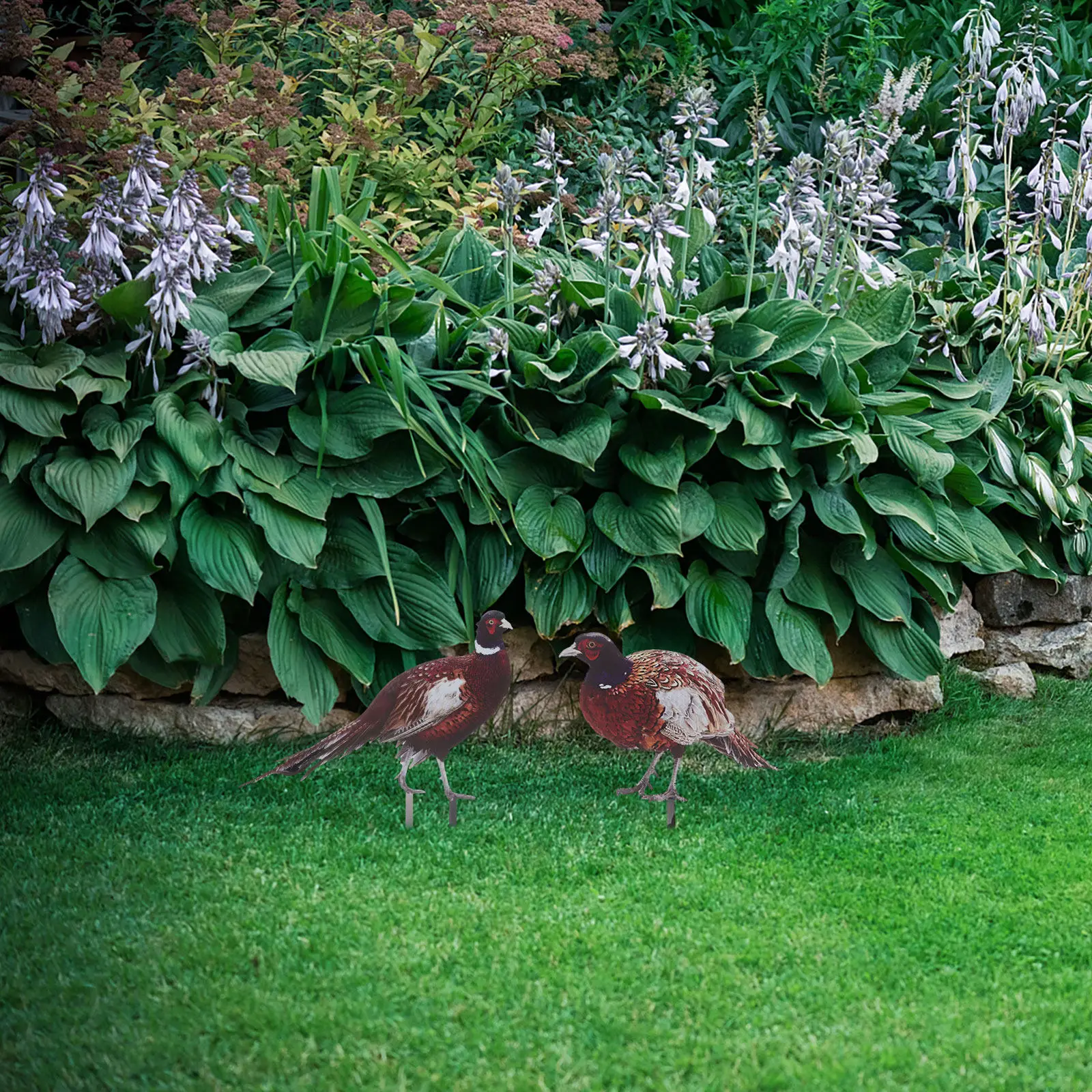 Lot de 2 Décorations de Jardin en Forme de Faisan, Réalistes et Véritables, pour Pelouse Extérieure, Ornement de Jardin en Acrylique, Décoration de Jardin en Forme de Poulet