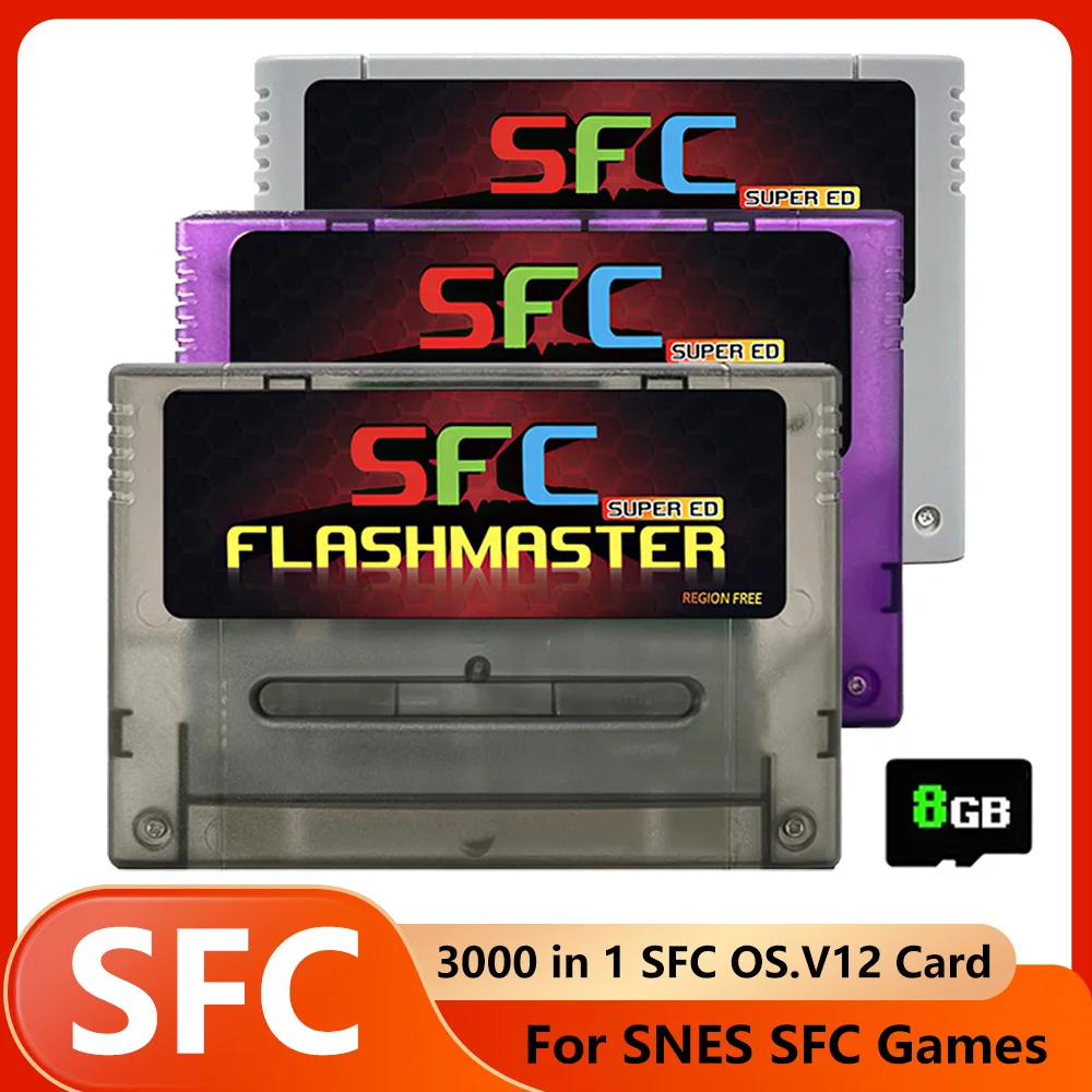 3000 in 1 OS.V12 SFC Game Card For Super Famicom With 8GB TF Card For SNES SFC Video Game Console Game Accessories