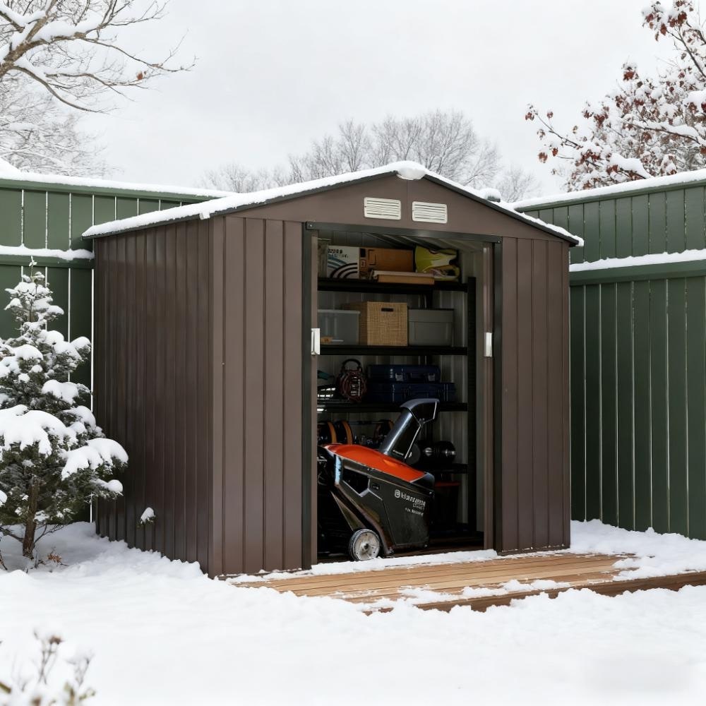 Brown 83.75" L x 51.25" W x 72.75" H Outdoor Storage Shed, Garden Tool House for Backyard Patio