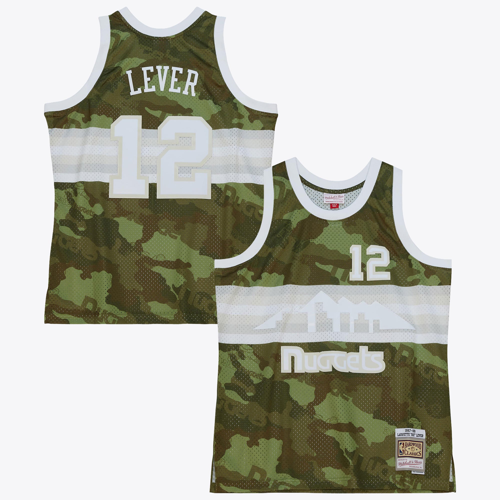 Maillot Swingman camouflage fantôme Mitchell & Ness 1987 des Denver Nuggets, Lafayette « Fat » Lever - Vert - Homme Taille: S