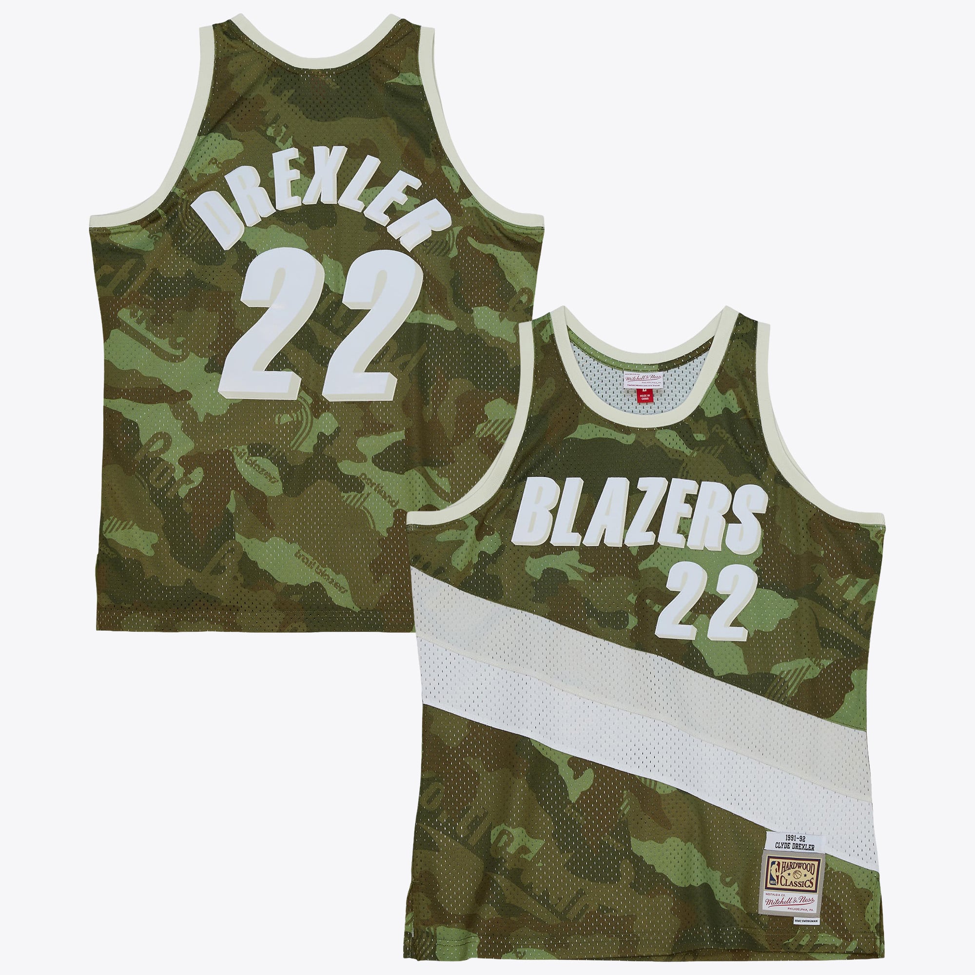 Maillot Swingman vert Mitchell & Ness Clyde Drexler 1991 Ghost Camo des Portland Trail Blazers - Homme Taille: XL