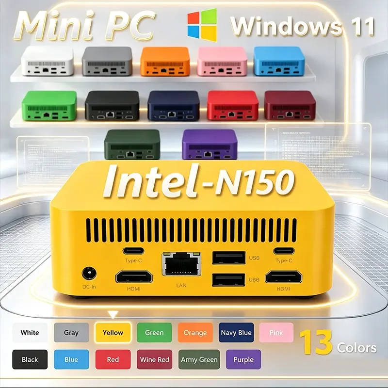 NEW Mini PC Windows 11 Intel N150 8GB 16GB RAM 1TB 2TB M.2 SSD WiFi6 BT5.2 4K HD Portable Gaming Computer Office PC Desktop