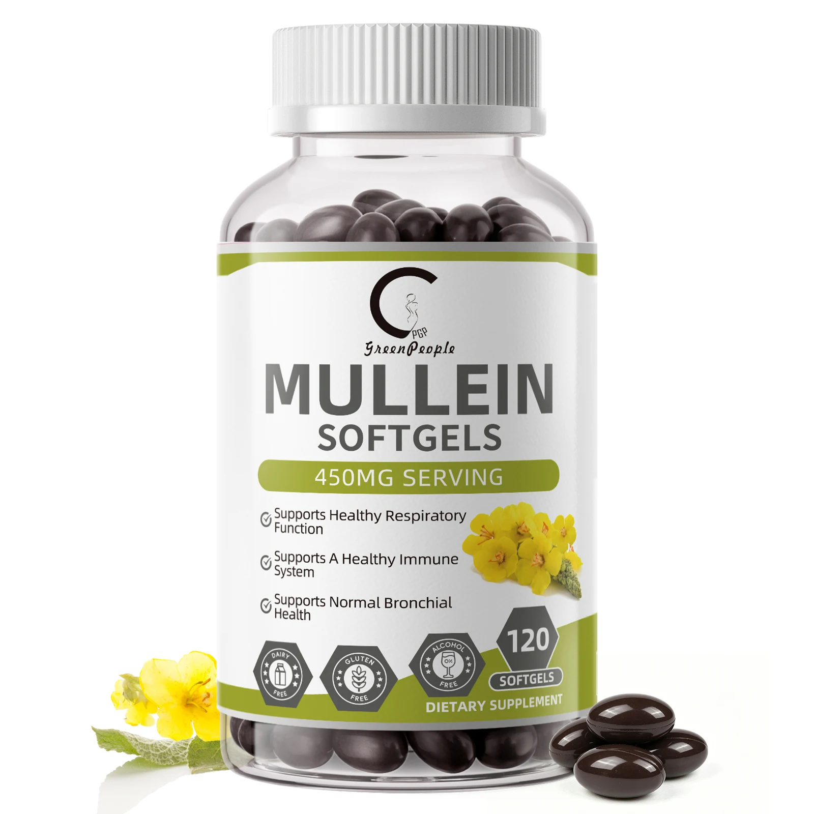 GPGP Greenpeople Natural Mullein Leaf Capsules Support Respiratory System Health Lung Cleansing And Detoxification Immune Health