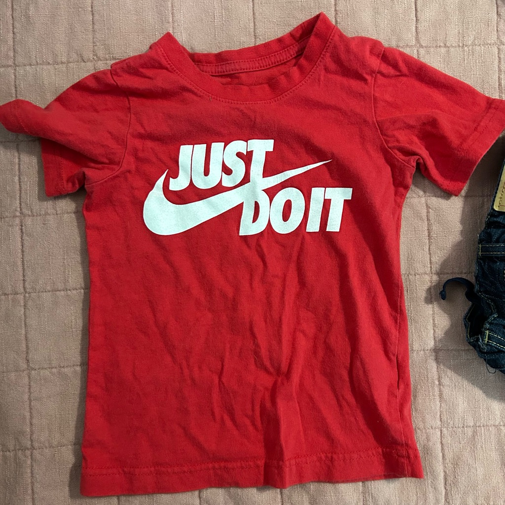 Nike Shirts & Tops | Kids Size 5 Nike Just Do It Red Shirt Swoosh | Color: Red | Size: 5b